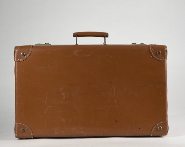 Valigia da viaggio in cartone marrone grande Italia 1950/60