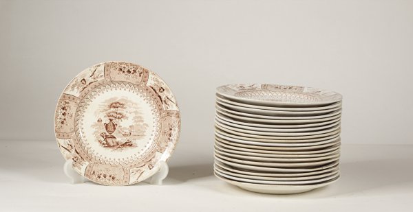  Servizio  di piatti  piani 22 pezzi ceramica marcata Canova Stone Ware by Thomas Mayer Staffordshire 1830