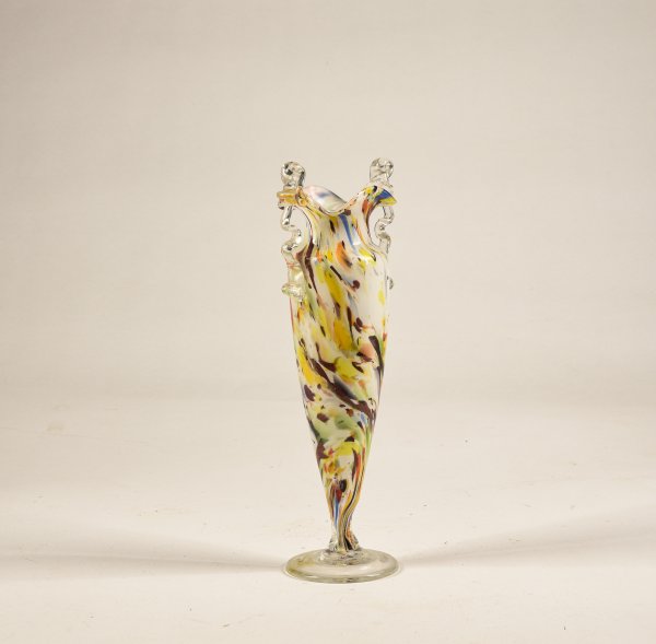 Vaso in vetro soffiato  policromo Murano 1950