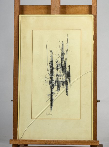 Quadro china firmato vetro rotto anni 60 