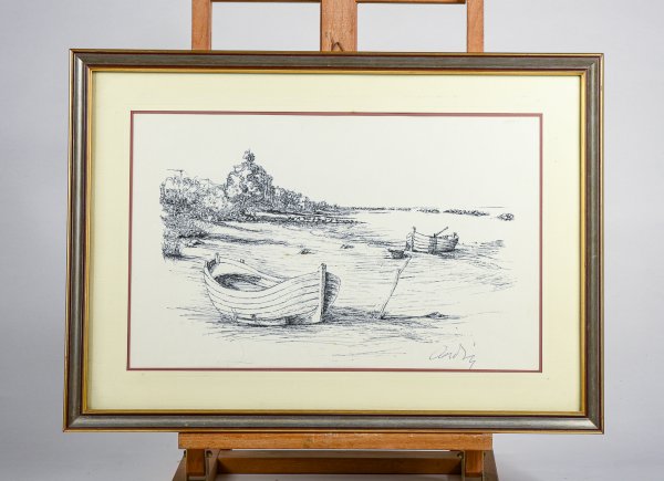 Quadro di  marina  tecnica  a china Italia 1970