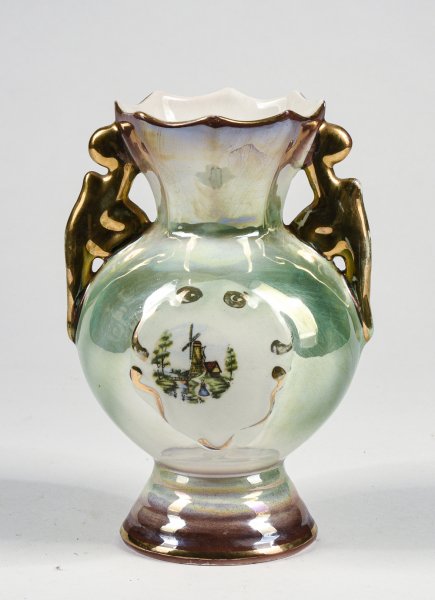 anfora in porcellana smaltata cangiante ceramica Gualdo Tadino1950