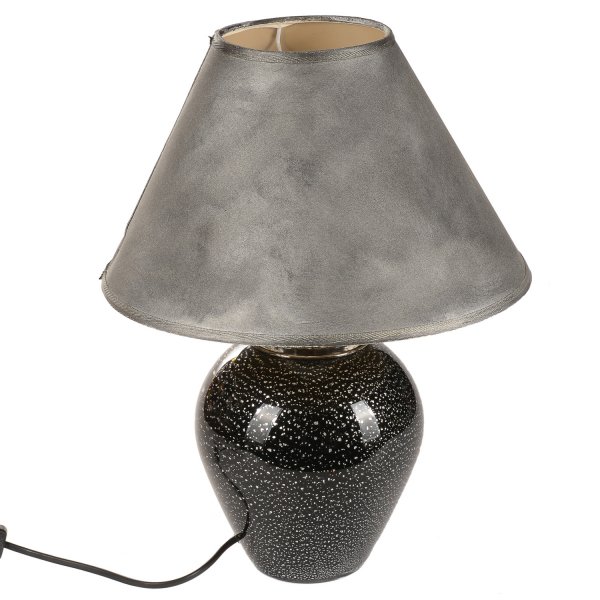 Lampada da tavolo vetro soffiato di Murano nera sfumata in argento design Italia 1980