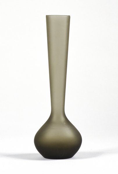 Vaso portafiori vero satinato grigio fumè Murano 1950