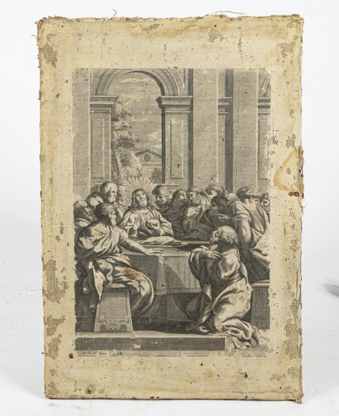 incisione su carta intelata ultima cena 