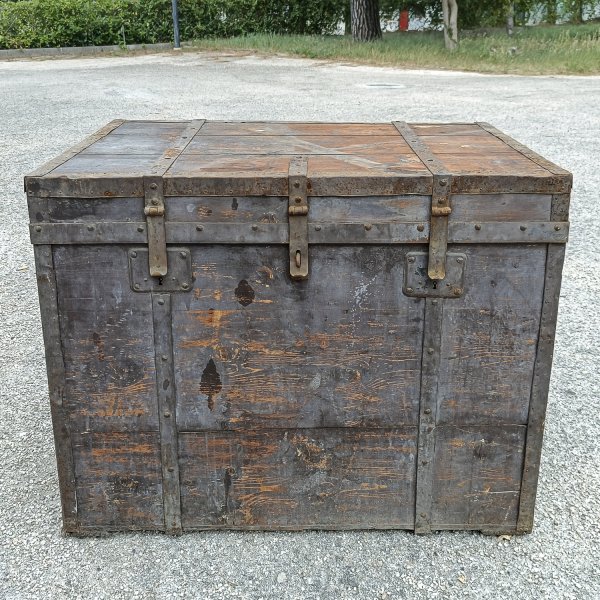 Baule legno in abete massello epoca primo 900