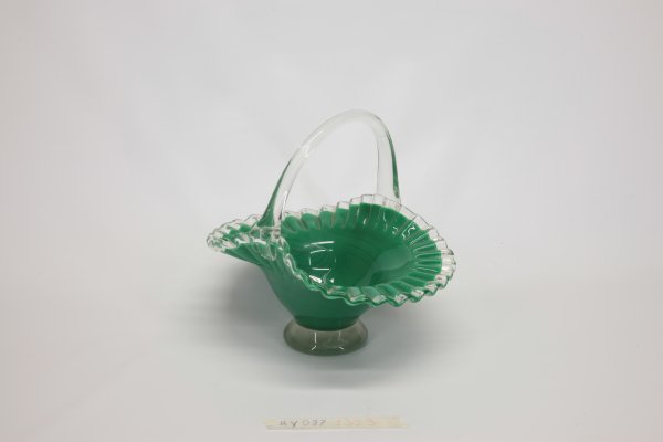 Cestino in vetro di Murano verde 1980
