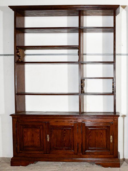 libreria a giorno e chiusa sotto credenza in abete restaurata epoca fine 800 primo 900 