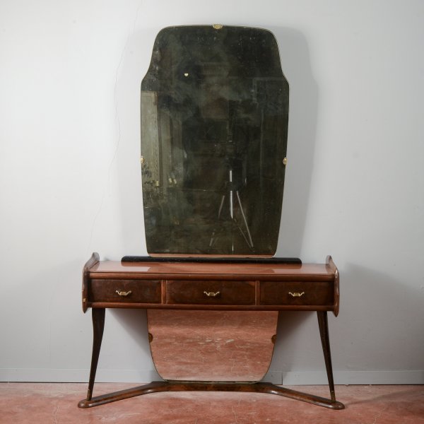Toletta con specchio in legno bicolore Italia anni 1960