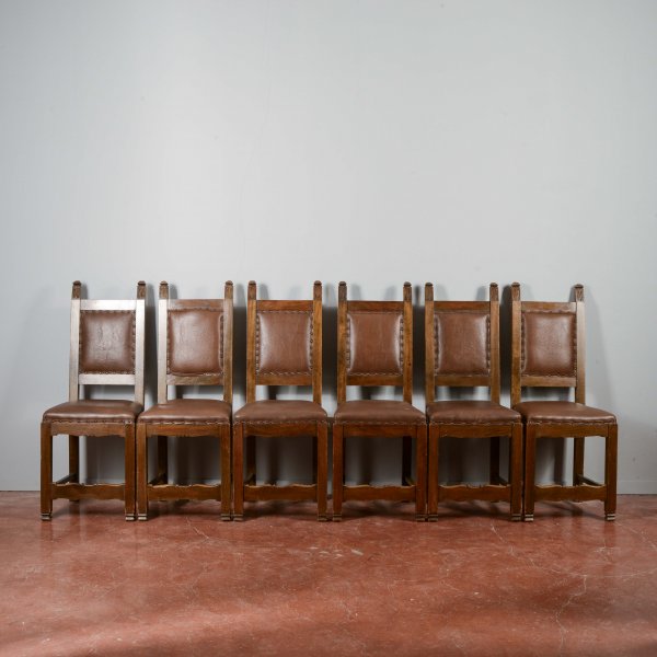 Set 6 sedie in legno e similpelle a cartella 