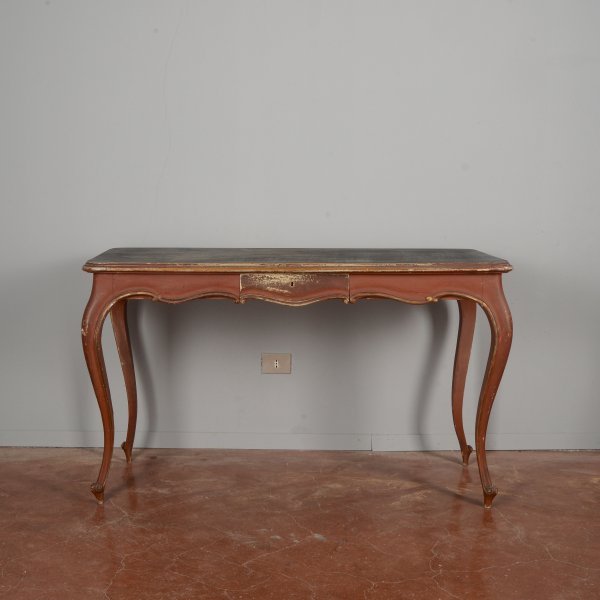 Tavolino consolle  laccato rosso con cassetto epoca Art Nuveaux