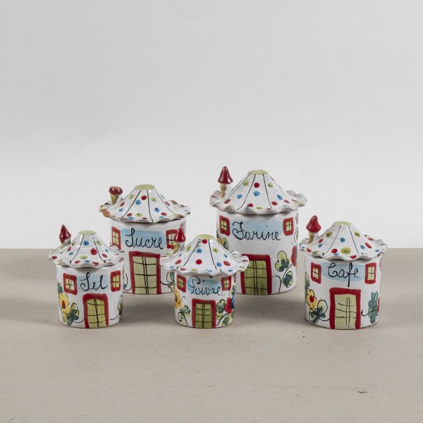  set di 5 vasi a forma di casetta 