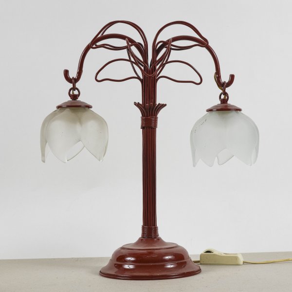 Lampada metallo stile liberty rosso bordeaux