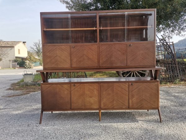 Credenza libreria doppio corpo mid -century stile Ico Parisi