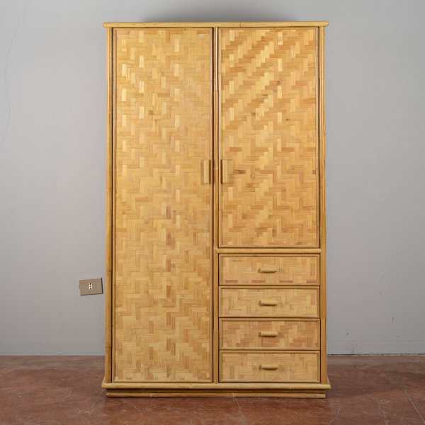 armadio credenza in bamboo rivestito vintage