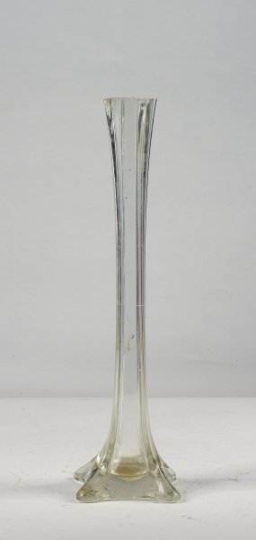 Vaso alto 40 cm vetro smussato base quadrata  Italia 1950