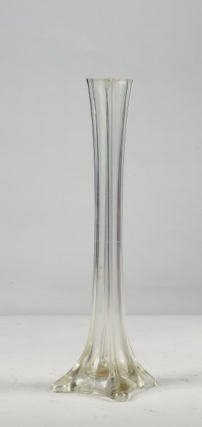 Vaso alto 50 cm vetro smussato e con base quadrata Italia 1940