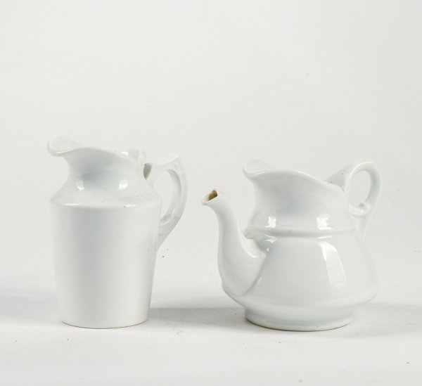 set brocca e lattiera the caffe in ceramica bianca epoca primo 900