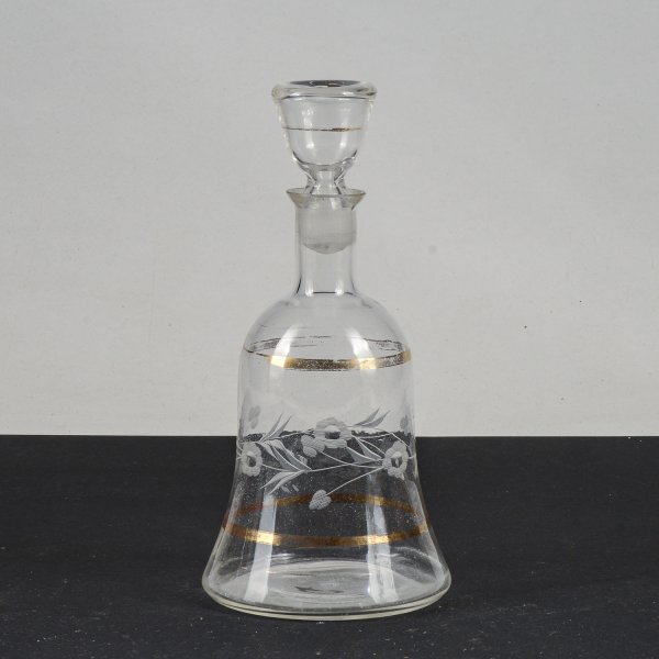 bottiglia brocca boccetta vetro anni 20 smerigliato e tracce doratura