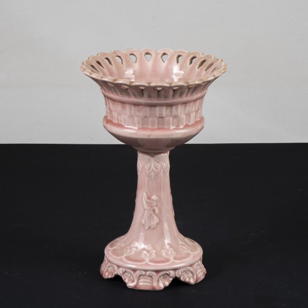 ceramica bassano alzatina rosa con decori