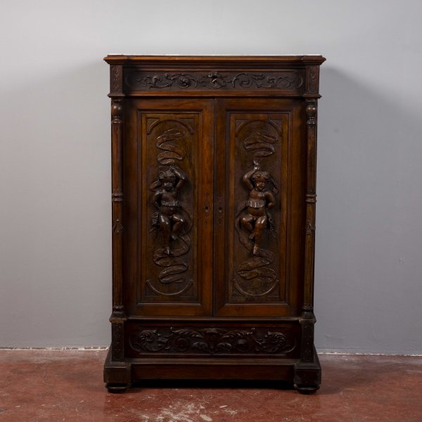 mobile credenza secretaire intagliato con cassetti