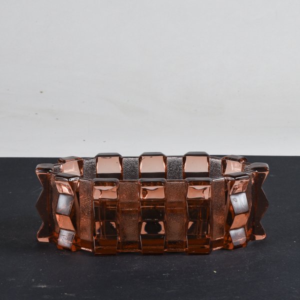 Ciotola vaso contenitore in vetro color rosa porta sapone  Italia  Art Decò