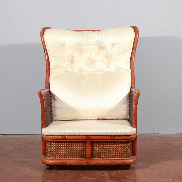 Poltrona vimini bomboo vintage anni 1980