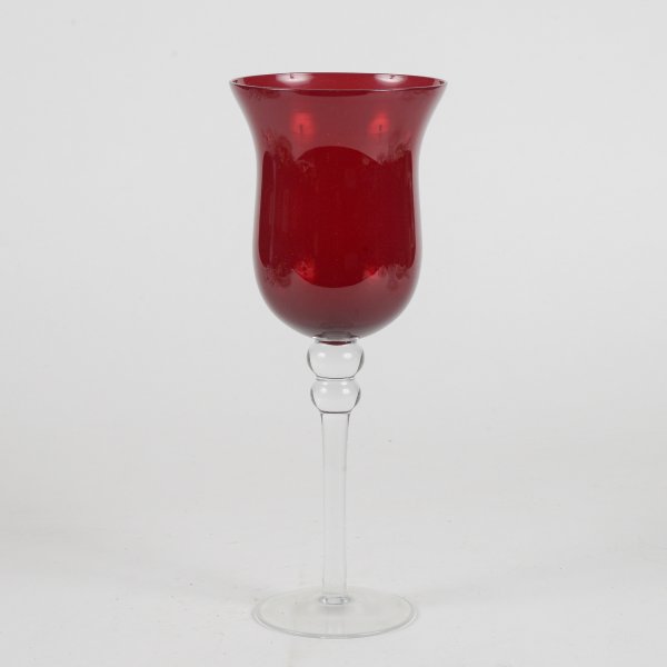 Calice in vetro rosso soffiato XX secolo