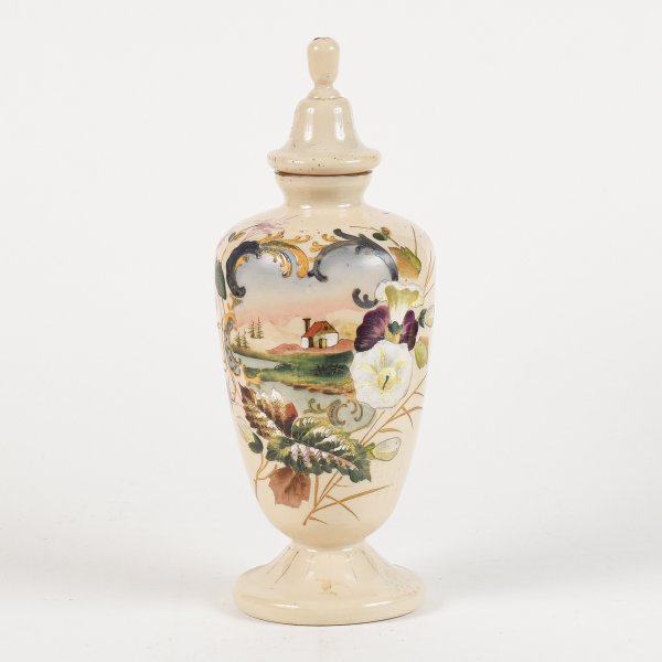 Vaso in vetro opalino con coperchio Francia art nouveaux