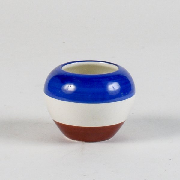 Vaso piccolo sferico  3 colori blu bianco marrone marcato R.C. RICHARD 1940