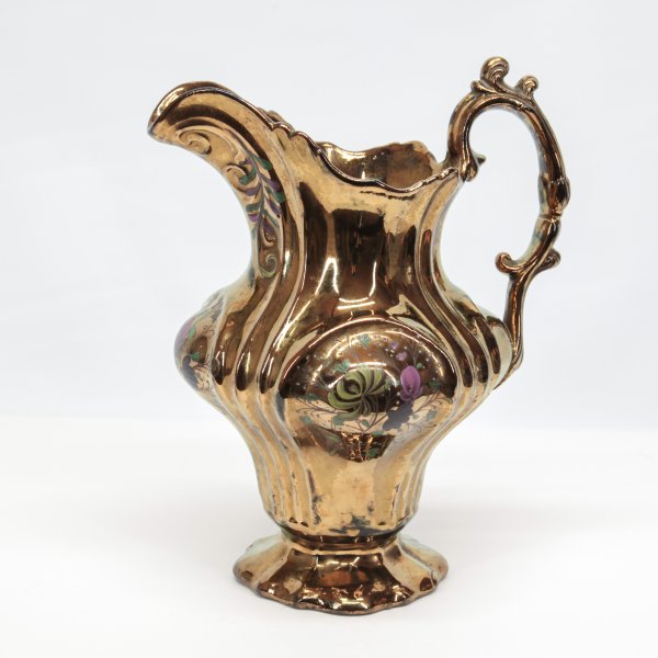Brocca ceramica dorata a lustro epoca Liberty autentica