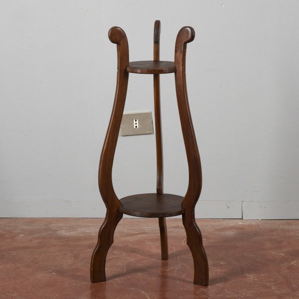 Trespolo tavolino portavasi vintage in legno artigianale