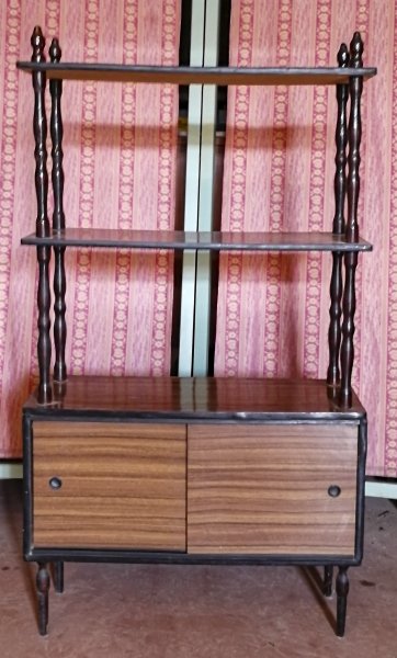 Libreria étagère mid century con ante scorrevoli